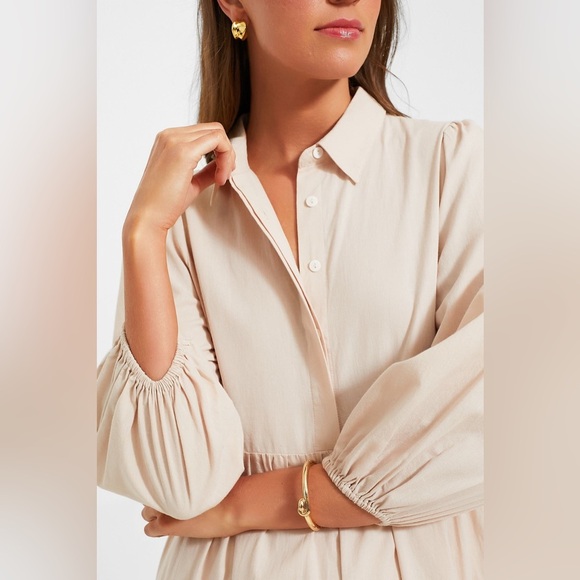 Tuckernuck Pompander Place Sandstone Mabel Maxi Tiered Tan Dress Small - Picture 4 of 12